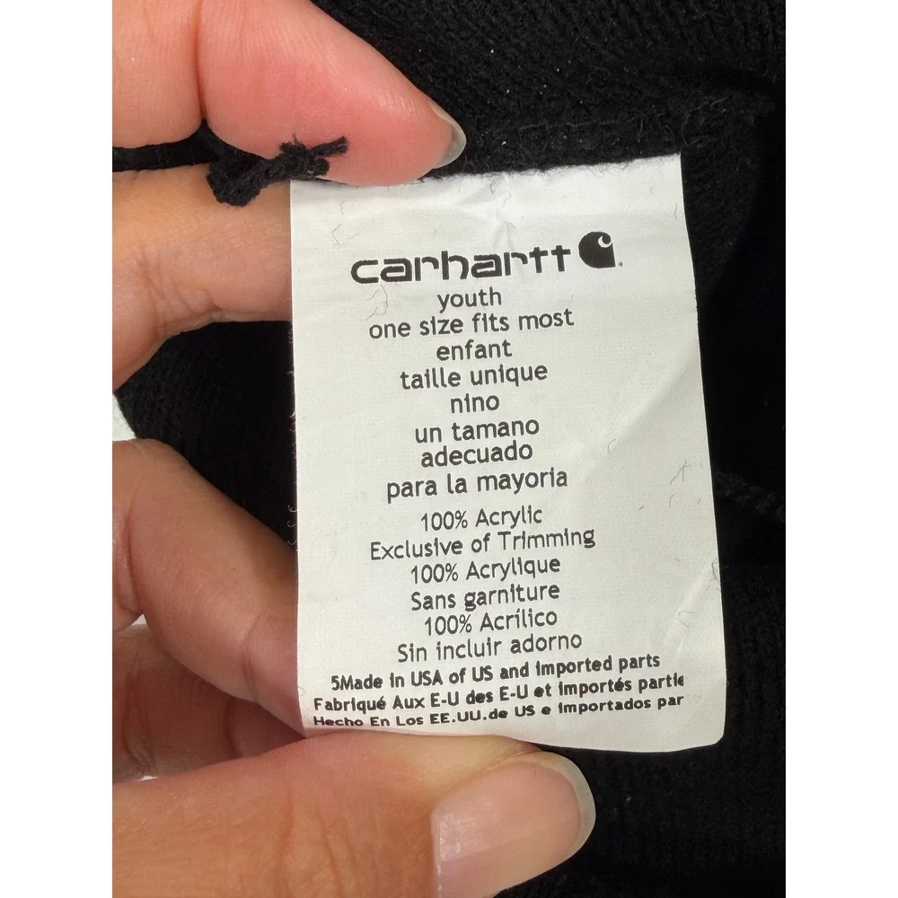 Carhartt Youth Acrylic Watch Hat Black Beanie Logo Patch CB8905 K01 One Size